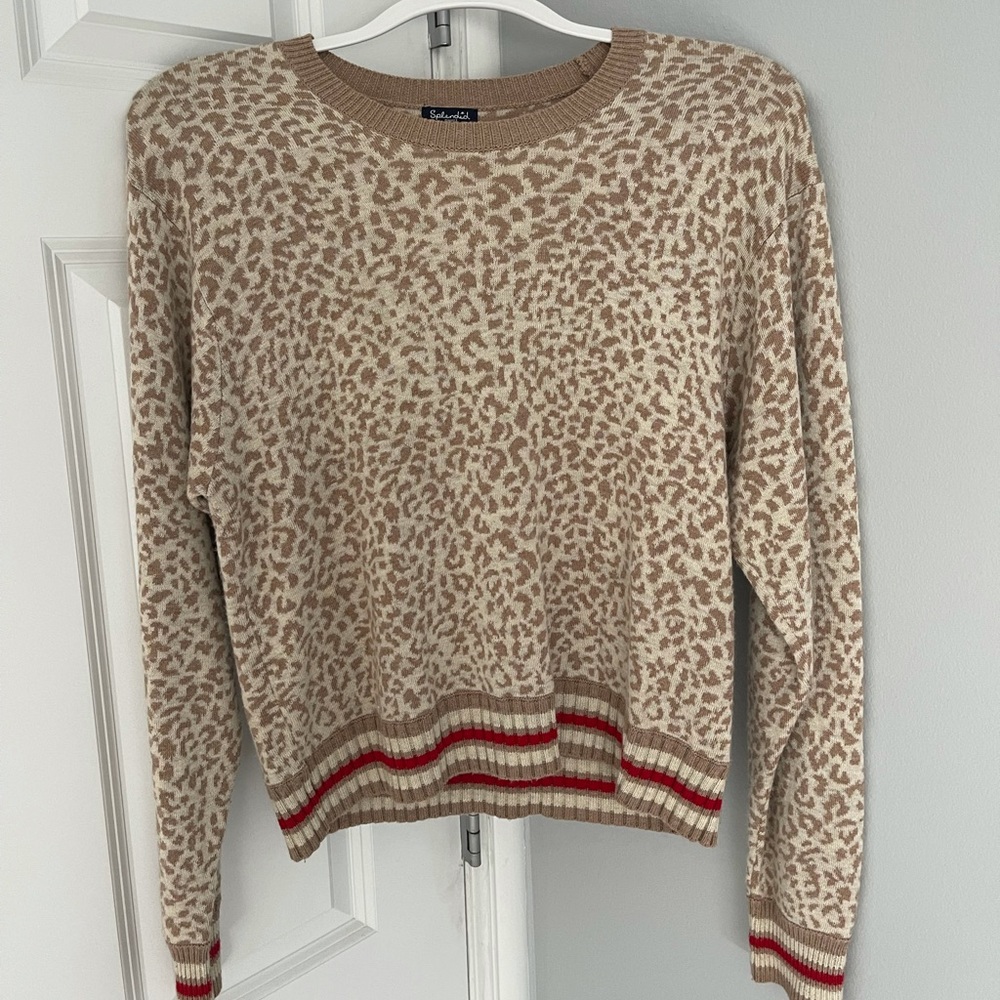 Splendid Cheetah Print Crewneck Sweater